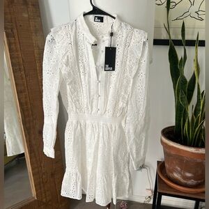 The Kooples White Eyelet Long Sleeve Dress